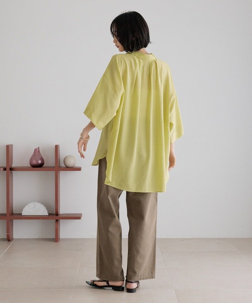 LOWRYS FARM（ローリーズファーム）の「シアーＢＩＧシャツＳＳ　 325470（シャツ/ブラウス・レディース・チャコールグレー/アイボリー/カーキ/イエロー・FREE）」の22枚目の写真