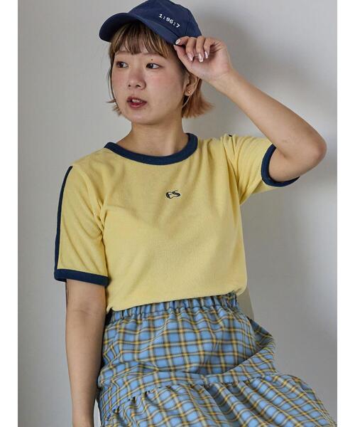 ehka sopo(エヘカソポ)の「パイルリンガーTシャツ(Tシャツ/カットソー・レディース・ネイビー/オフホワイト/イエロー・F)」の3枚目の写真