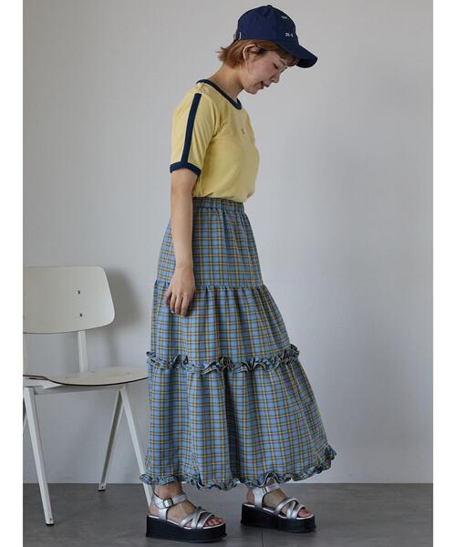 ehka sopo（エヘカソポ）の「パイルリンガーTシャツ（Tシャツ/カットソー・レディース・ネイビー/オフホワイト/イエロー・F）」の8枚目の写真