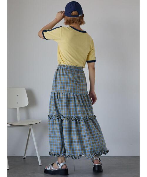 ehka sopo（エヘカソポ）の「パイルリンガーTシャツ（Tシャツ/カットソー・レディース・ネイビー/オフホワイト/イエロー・F）」の9枚目の写真