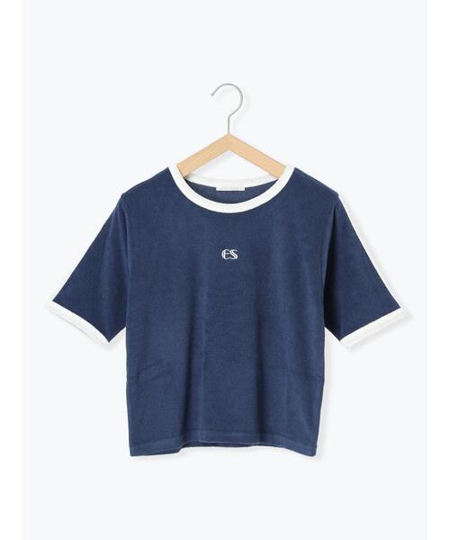 ehka sopo（エヘカソポ）の「パイルリンガーTシャツ（Tシャツ/カットソー・レディース・ネイビー/オフホワイト/イエロー・F）」の11枚目の写真