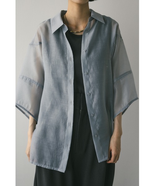 STYLEMIXER（スタイルミキサー）の「コクーンスリーブシアーシャツ　夏服（シャツ/ブラウス・レディース・ピンク/アイボリー/ブラック/サックスブルー・FREE）」の4枚目の写真