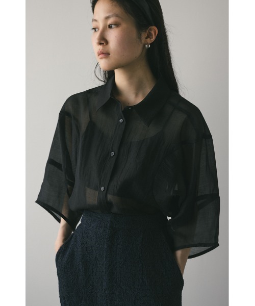 STYLEMIXER（スタイルミキサー）の「コクーンスリーブシアーシャツ　夏服（シャツ/ブラウス・レディース・ピンク/アイボリー/ブラック/サックスブルー・FREE）」の3枚目の写真