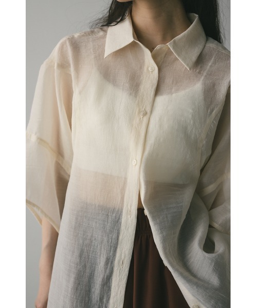 STYLEMIXER（スタイルミキサー）の「コクーンスリーブシアーシャツ　夏服（シャツ/ブラウス・レディース・ピンク/アイボリー/ブラック/サックスブルー・FREE）」の10枚目の写真