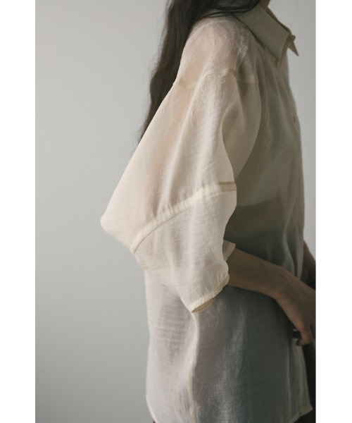 STYLEMIXER（スタイルミキサー）の「コクーンスリーブシアーシャツ　夏服（シャツ/ブラウス・レディース・ピンク/アイボリー/ブラック/サックスブルー・FREE）」の11枚目の写真