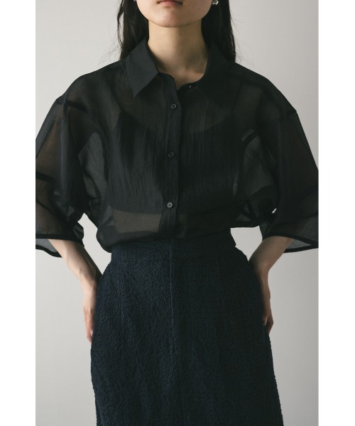 STYLEMIXER（スタイルミキサー）の「コクーンスリーブシアーシャツ　夏服（シャツ/ブラウス・レディース・ピンク/アイボリー/ブラック/サックスブルー・FREE）」の22枚目の写真