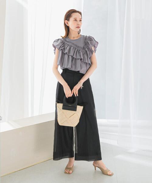 URBAN RESEARCH ROSSO WOMEN（アーバンリサーチ　ロッソ）の「プリーツフリルデザインプルオーバー（Tシャツ/カットソー・レディース・グレー/オフホワイト/ブラック・FREE）」の8枚目の写真