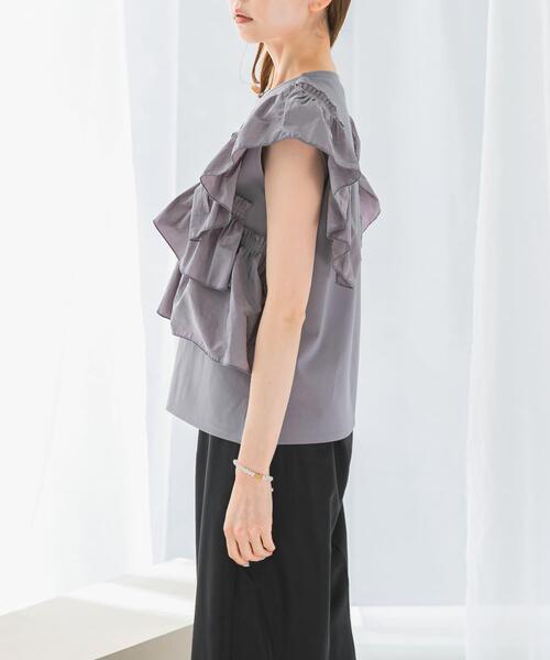 URBAN RESEARCH ROSSO WOMEN（アーバンリサーチ　ロッソ）の「プリーツフリルデザインプルオーバー（Tシャツ/カットソー・レディース・グレー/オフホワイト/ブラック・FREE）」の10枚目の写真