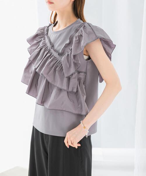 URBAN RESEARCH ROSSO WOMEN（アーバンリサーチ　ロッソ）の「プリーツフリルデザインプルオーバー（Tシャツ/カットソー・レディース・グレー/オフホワイト/ブラック・FREE）」の12枚目の写真