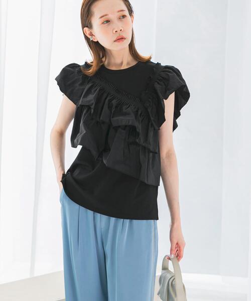 URBAN RESEARCH ROSSO WOMEN（アーバンリサーチ　ロッソ）の「プリーツフリルデザインプルオーバー（Tシャツ/カットソー・レディース・グレー/オフホワイト/ブラック・FREE）」の17枚目の写真