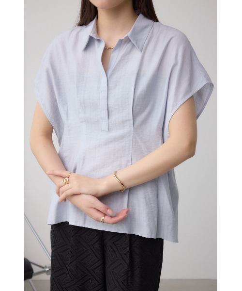 AZUL by moussy(アズールバイマウジー)の「タックスキッパーブラウス(シャツ/ブラウス・レディース・ライトグレー/ブラック/オフホワイト・FREE)」の3枚目の写真