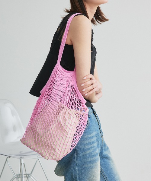 ad thie（アドティエ）の「メッシュネット トートバッグ（トートバッグ・レディース・アイボリー/ブラック/ライトグリーン/ピンク・FREE）」の15枚目の写真