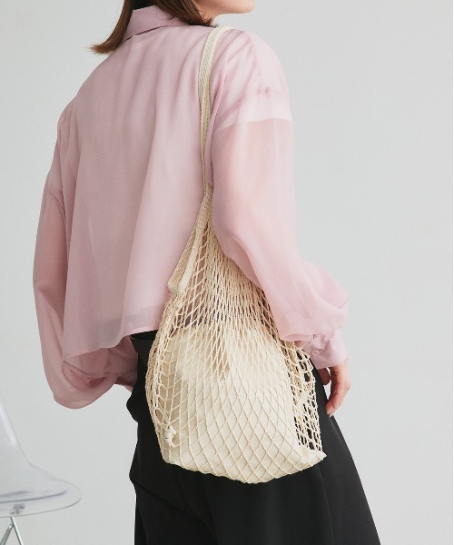 ad thie（アドティエ）の「メッシュネット トートバッグ（トートバッグ・レディース・アイボリー/ブラック/ライトグリーン/ピンク・FREE）」の20枚目の写真