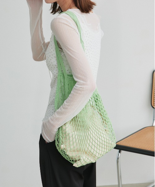 ad thie（アドティエ）の「メッシュネット トートバッグ（トートバッグ・レディース・アイボリー/ブラック/ライトグリーン/ピンク・FREE）」の17枚目の写真