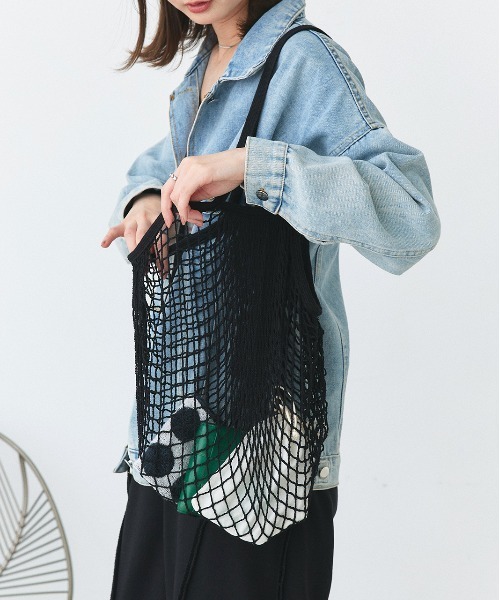 ad thie（アドティエ）の「メッシュネット トートバッグ（トートバッグ・レディース・アイボリー/ブラック/ライトグリーン/ピンク・FREE）」の22枚目の写真