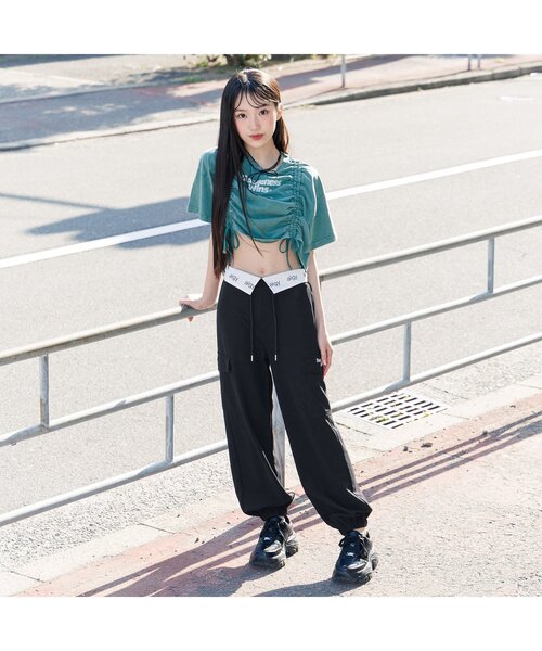 algy（アルジー）の「ウエスト折り返し梨地カーゴパンツ（カーゴパンツ・キッズ・ブラック/カーキ・XX-SMALL/X-SMALL/MEDIUM/SMALL）」の3枚目の写真