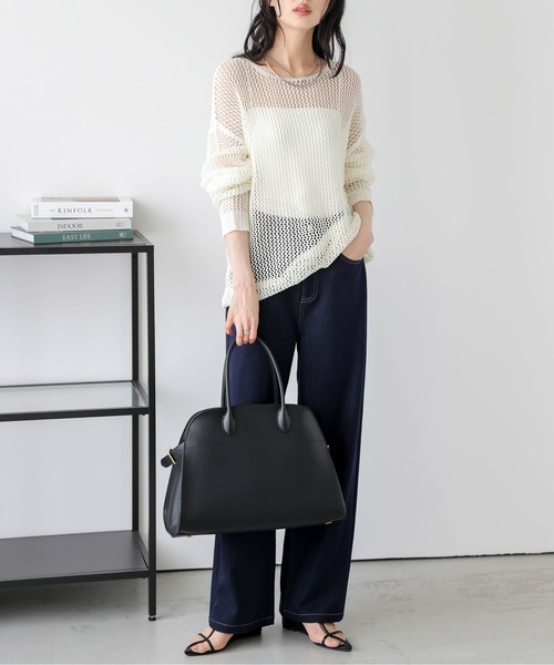 Lajour（ラジュール）の「日本製 セミワイド ストレートデニムパンツ（デニムパンツ・レディース・ネイビー/ブラック/ホワイト・M/L）」の5枚目の写真