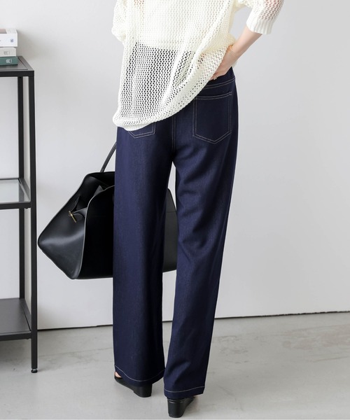 Lajour（ラジュール）の「日本製 セミワイド ストレートデニムパンツ（デニムパンツ・レディース・ネイビー/ブラック/ホワイト・M/L）」の8枚目の写真