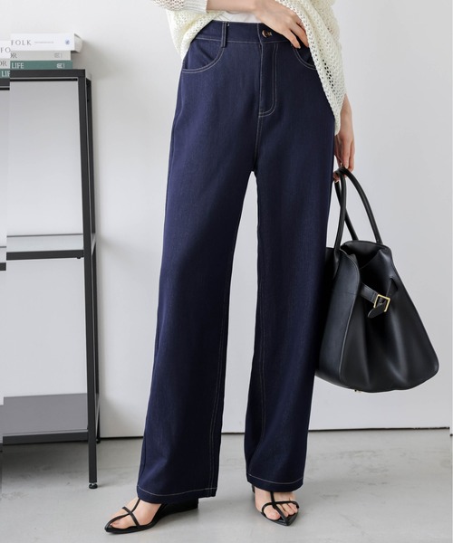 Lajour（ラジュール）の「日本製 セミワイド ストレートデニムパンツ（デニムパンツ・レディース・ネイビー/ブラック/ホワイト・M/L）」の7枚目の写真