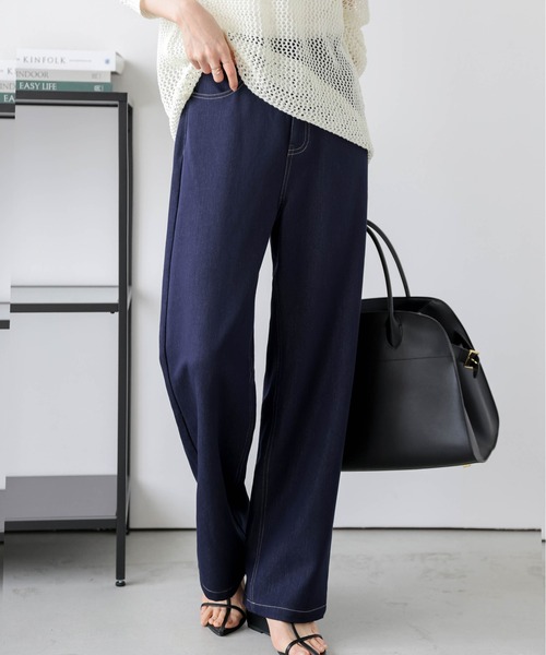 Lajour（ラジュール）の「日本製 セミワイド ストレートデニムパンツ（デニムパンツ・レディース・ネイビー/ブラック/ホワイト・M/L）」の4枚目の写真