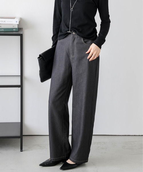 Lajour（ラジュール）の「日本製 セミワイド ストレートデニムパンツ（デニムパンツ・レディース・ネイビー/ブラック/ホワイト・M/L）」の11枚目の写真
