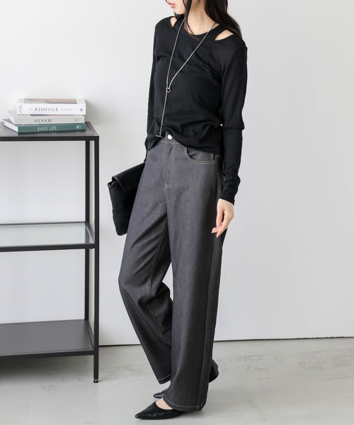 ジーンズ ストレート ブラック 韓国 カジュアル デニム nr7820 ストレートブラックデニム | Straight black denims(chiica select)