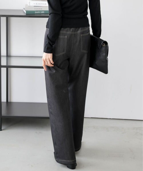 Lajour（ラジュール）の「日本製 セミワイド ストレートデニムパンツ（デニムパンツ・レディース・ネイビー/ブラック/ホワイト・M/L）」の19枚目の写真