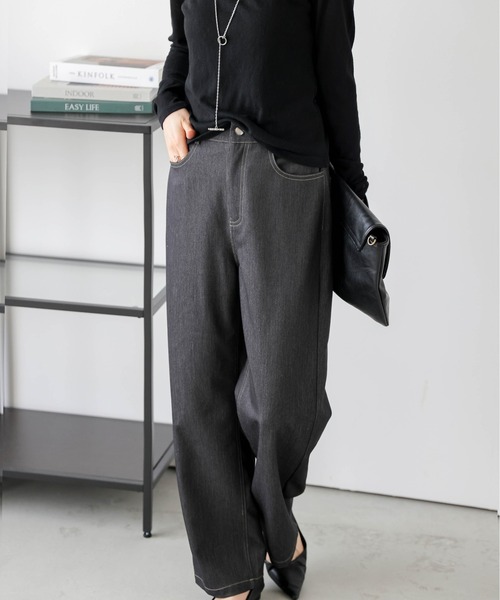 Lajour（ラジュール）の「日本製 セミワイド ストレートデニムパンツ（デニムパンツ・レディース・ネイビー/ブラック/ホワイト・M/L）」の17枚目の写真