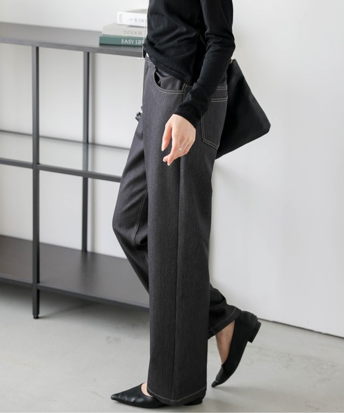 Lajour（ラジュール）の「日本製 セミワイド ストレートデニムパンツ（デニムパンツ・レディース・ネイビー/ブラック/ホワイト・M/L）」の18枚目の写真