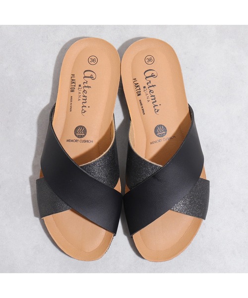 PLAKTON(プラクトン)の「【PLAKTON】カラー別注 配色クロスサンダル(サンダル・レディース・ブラック/アイボリー・S/M/L)」の5枚目の写真