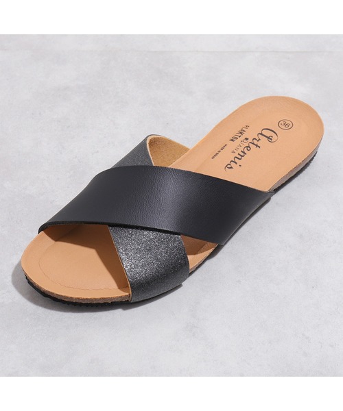 PLAKTON(プラクトン)の「【PLAKTON】カラー別注 配色クロスサンダル(サンダル・レディース・ブラック/アイボリー・S/M/L)」の4枚目の写真