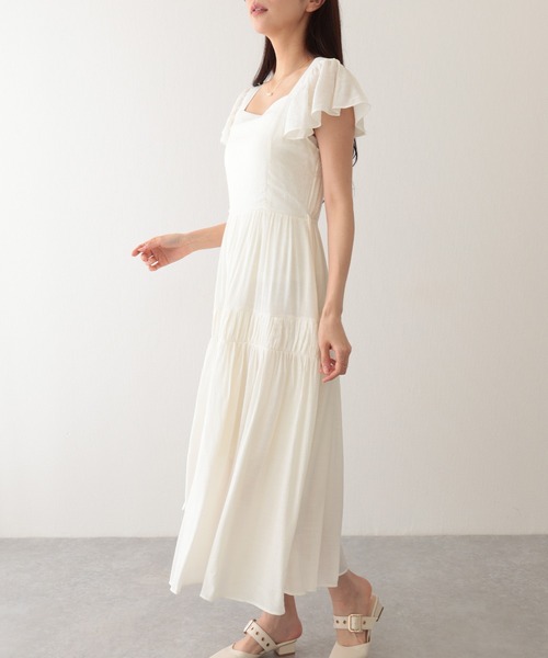 Lace Ladies(レースレディース)の「スクエアネック フレア袖 シャーリング ティアード ロング ワンピース(ワンピース・レディース・ベージュ/ブラック/アイボリー・FREE)」の9枚目の写真