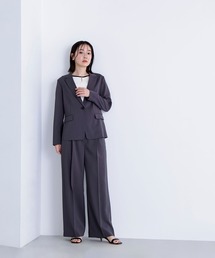 ✨美品✨ナチュラルビューティーベーシック スーツ　ノーカラー　パンツ　グレー　S ✨未使用✨ナチュラルビューティーベーシック ノーカラー パンツ