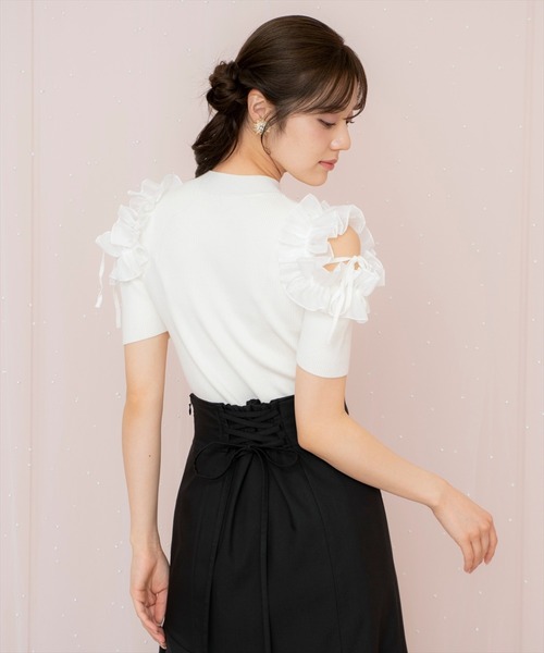 未使用級・22年モデル✨Sov　パワーショルダーニット　バルーンスリーブ　S相当 Sov. ブルゾン アウター パワーショルダージャケット レディース