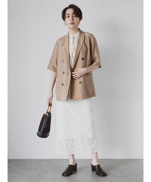 Te chichi CLASSIC（テチチクラシック）の「エシカルシャンブレーダブルジャケット（セットアップ可）（接触冷感）《2025summer catalog item》（ノーカラージャケット・レディース・ベージュ・F）」の6枚目の写真