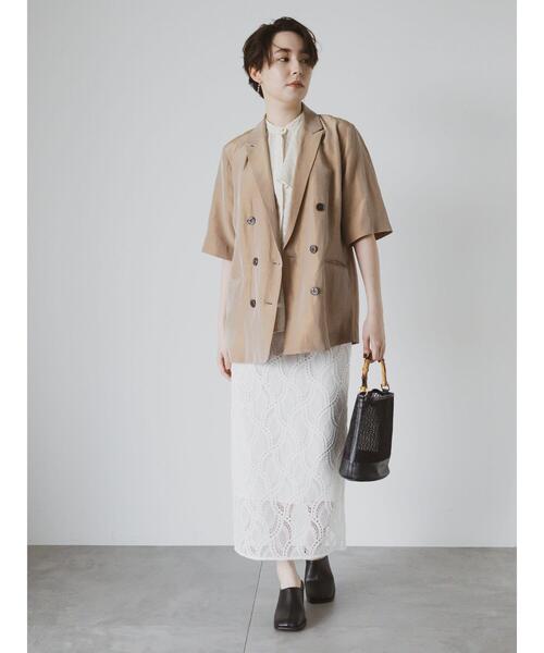 Te chichi CLASSIC（テチチクラシック）の「エシカルシャンブレーダブルジャケット（セットアップ可）（接触冷感）《2025summer catalog item》（ノーカラージャケット・レディース・ベージュ・F）」の8枚目の写真