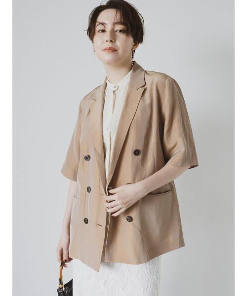 Te chichi CLASSIC（テチチクラシック）の「エシカルシャンブレーダブルジャケット（セットアップ可）（接触冷感）《2025summer catalog item》（ノーカラージャケット・レディース・ベージュ・F）」の13枚目の写真