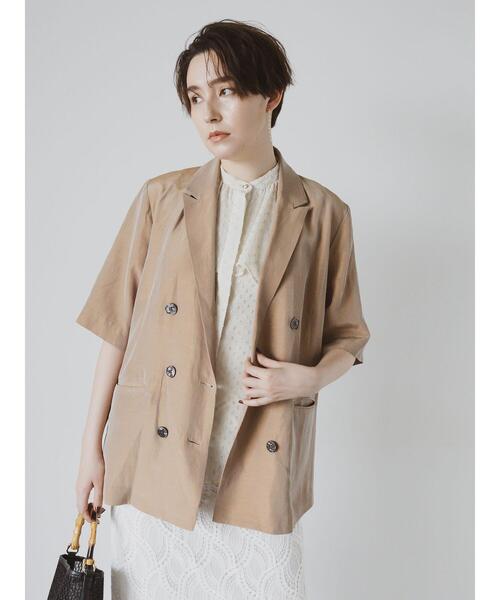 Te chichi CLASSIC（テチチクラシック）の「エシカルシャンブレーダブルジャケット（セットアップ可）（接触冷感）《2025summer catalog item》（ノーカラージャケット・レディース・ベージュ・F）」の14枚目の写真