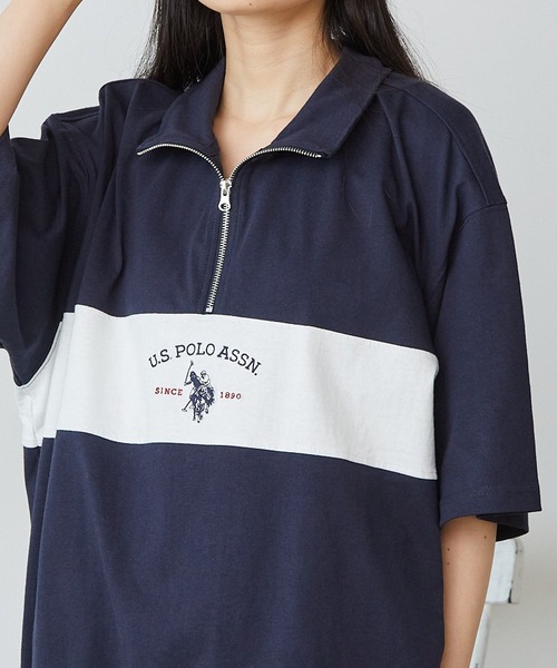U.S. POLO ASSN.(ユーエスポロアッスン)の「U.S. POLO ASSN./ユーエスポロアッスン レトロ ハーフジップ(Tシャツ/カットソー・メンズ・ネイビー/杢グレー/オフホワイト/ブラック・S/L/LL/M)」の4枚目の写真
