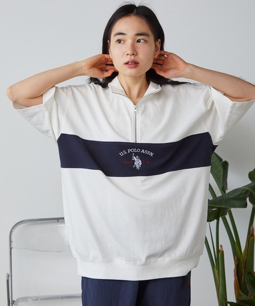 U.S. POLO ASSN.(ユーエスポロアッスン)の「U.S. POLO ASSN./ユーエスポロアッスン レトロ ハーフジップ(Tシャツ/カットソー・メンズ・ネイビー/杢グレー/オフホワイト/ブラック・S/L/LL/M)」の2枚目の写真