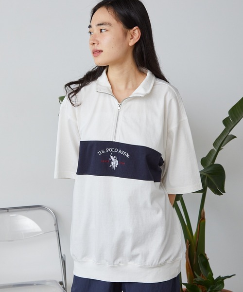 U.S. POLO ASSN.(ユーエスポロアッスン)の「U.S. POLO ASSN./ユーエスポロアッスン レトロ ハーフジップ(Tシャツ/カットソー・メンズ・ネイビー/杢グレー/オフホワイト/ブラック・S/L/LL/M)」の5枚目の写真