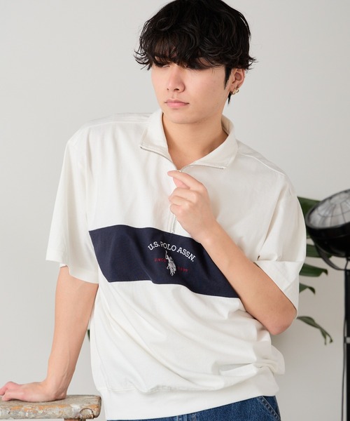U.S. POLO ASSN.(ユーエスポロアッスン)の「U.S. POLO ASSN./ユーエスポロアッスン レトロ ハーフジップ(Tシャツ/カットソー・メンズ・ネイビー/杢グレー/オフホワイト/ブラック・S/L/LL/M)」の7枚目の写真