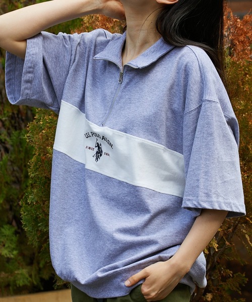 U.S. POLO ASSN.(ユーエスポロアッスン)の「U.S. POLO ASSN./ユーエスポロアッスン レトロ ハーフジップ(Tシャツ/カットソー・メンズ・ネイビー/杢グレー/オフホワイト/ブラック・S/L/LL/M)」の15枚目の写真