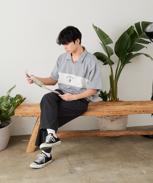 U.S. POLO ASSN.(ユーエスポロアッスン)の「U.S. POLO ASSN./ユーエスポロアッスン レトロ ハーフジップ(Tシャツ/カットソー・メンズ・ネイビー/杢グレー/オフホワイト/ブラック・S/L/LL/M)」の19枚目の写真