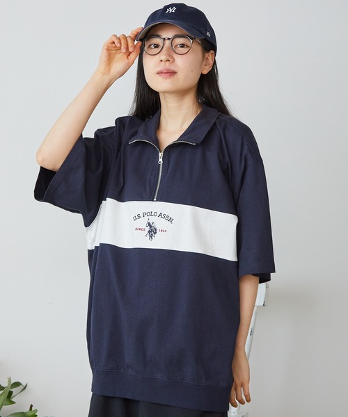 U.S. POLO ASSN.(ユーエスポロアッスン)の「U.S. POLO ASSN./ユーエスポロアッスン レトロ ハーフジップ(Tシャツ/カットソー・メンズ・ネイビー/杢グレー/オフホワイト/ブラック・S/L/LL/M)」の22枚目の写真