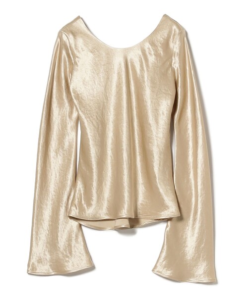 Demi-Luxe BEAMS（デミルクス ビームス）の「BEAMS SALON / グロッシー サテン ブラウス【セレモニー・オケージョン】（シャツ/ブラウス・レディース・ベージュ/ダークブラウン・ONE SIZE）」の4枚目の写真