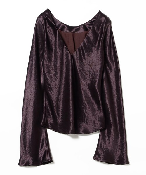 Demi-Luxe BEAMS（デミルクス ビームス）の「BEAMS SALON / グロッシー サテン ブラウス【セレモニー・オケージョン】（シャツ/ブラウス・レディース・ベージュ/ダークブラウン・ONE SIZE）」の14枚目の写真