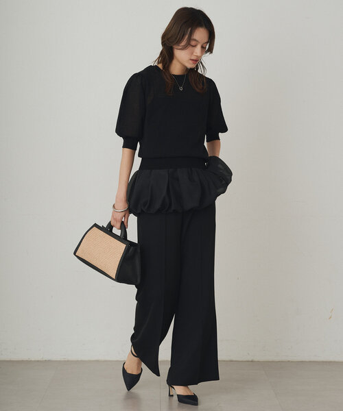 LOUNGEDRESS(ラウンジドレス)の「シアー半袖2WAYニットカーデ(ニット/セーター・レディース・ブラック/ベージュ/オフホワイト/サックスブルー・FREE)」の16枚目の写真
