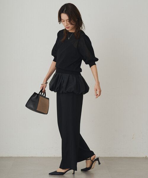 LOUNGEDRESS(ラウンジドレス)の「シアー半袖2WAYニットカーデ(ニット/セーター・レディース・ブラック/ベージュ/オフホワイト/サックスブルー・FREE)」の18枚目の写真