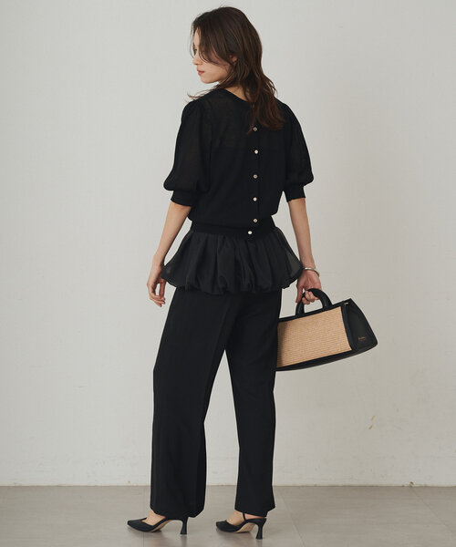 LOUNGEDRESS(ラウンジドレス)の「シアー半袖2WAYニットカーデ(ニット/セーター・レディース・ブラック/ベージュ/オフホワイト/サックスブルー・FREE)」の19枚目の写真